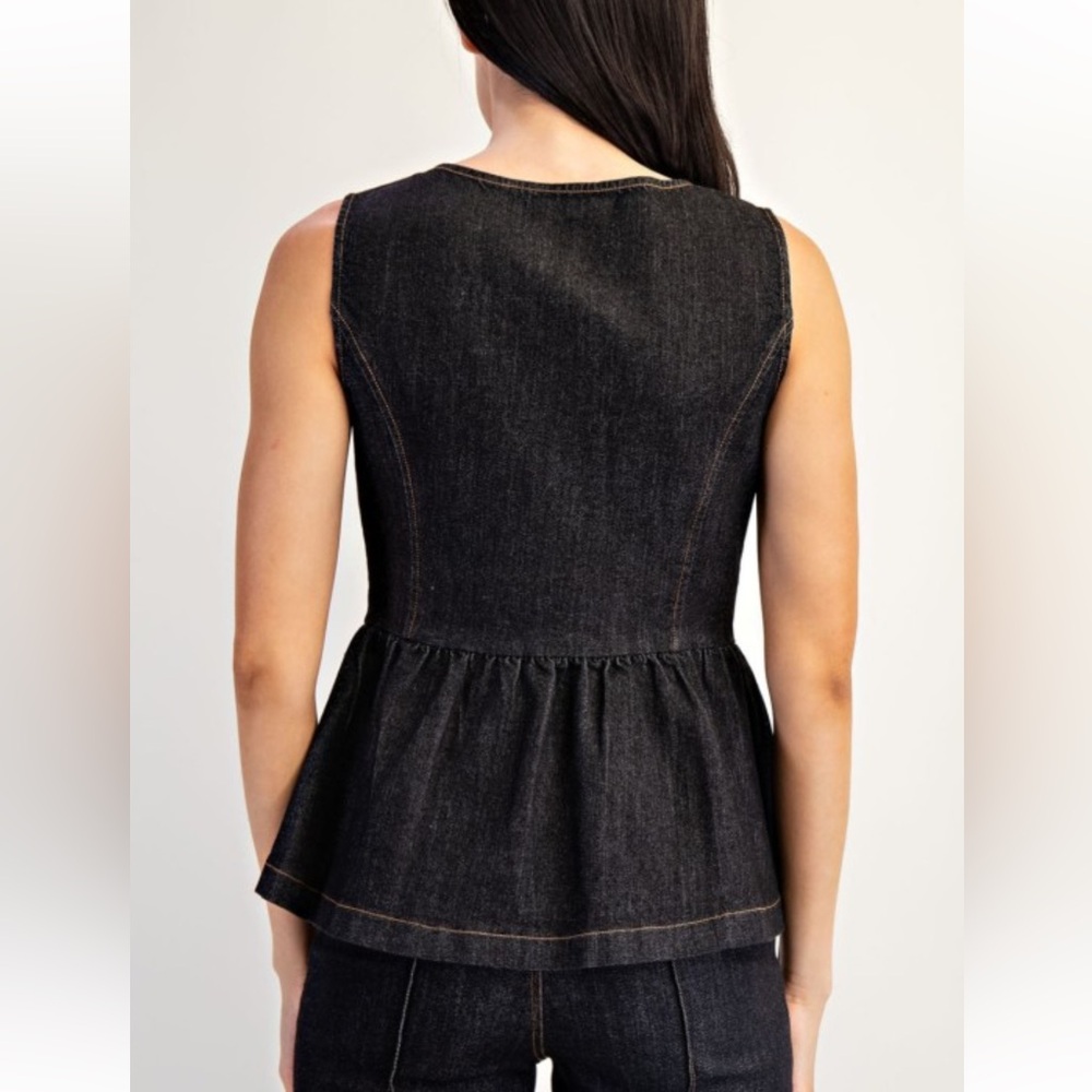 A49. Dark Denim Peplum Vest & Pant Set - Picture 5 of 7
